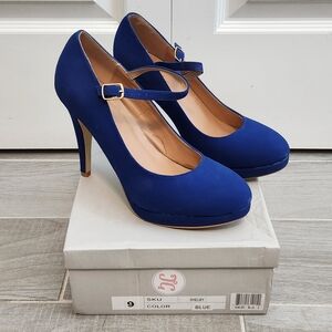 Sexy Women's Blue Mary Jane Heels